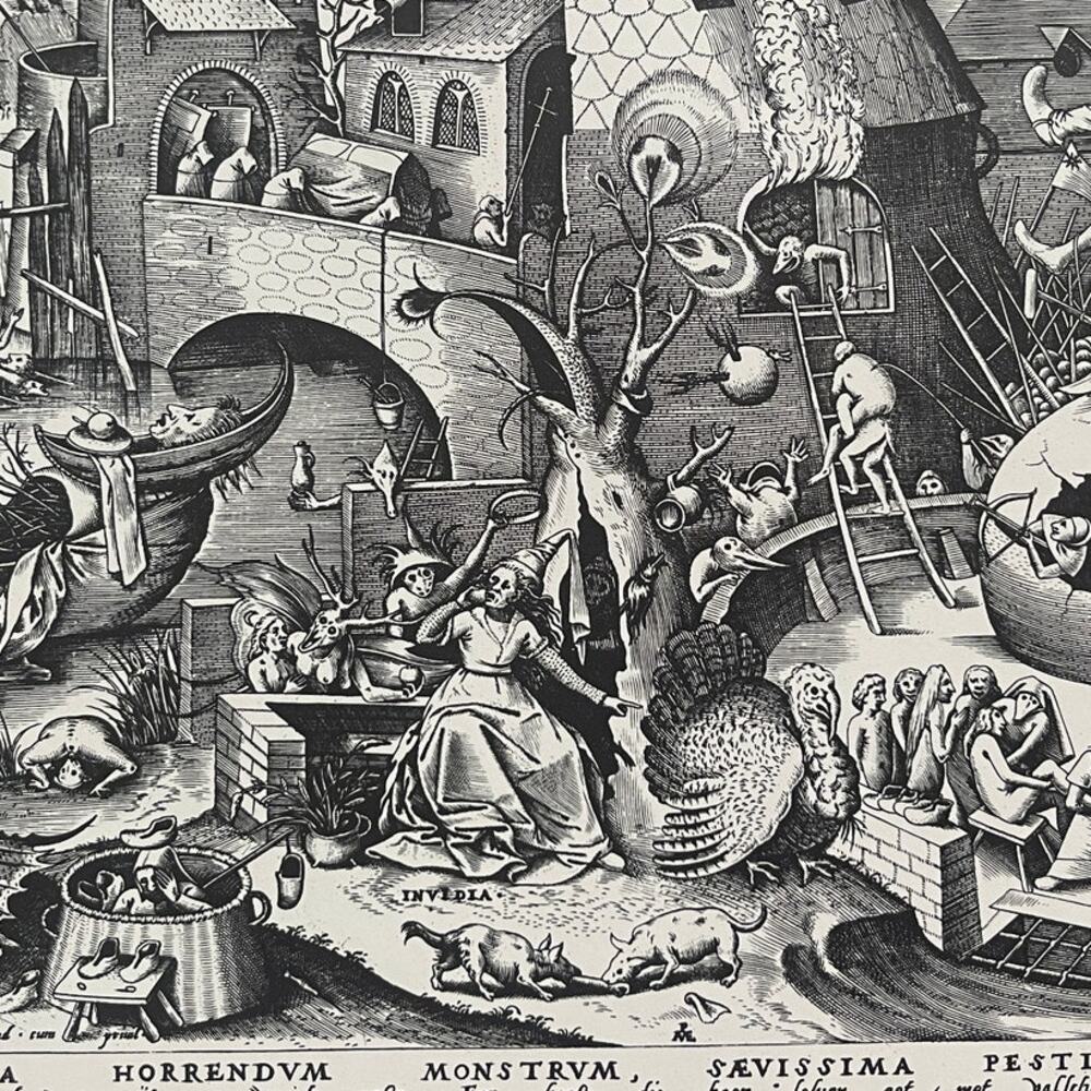 Bruegel, Envy, The Seven Deadly Sins, Engraving, Print, Bookplate ~ 241229-WH 70